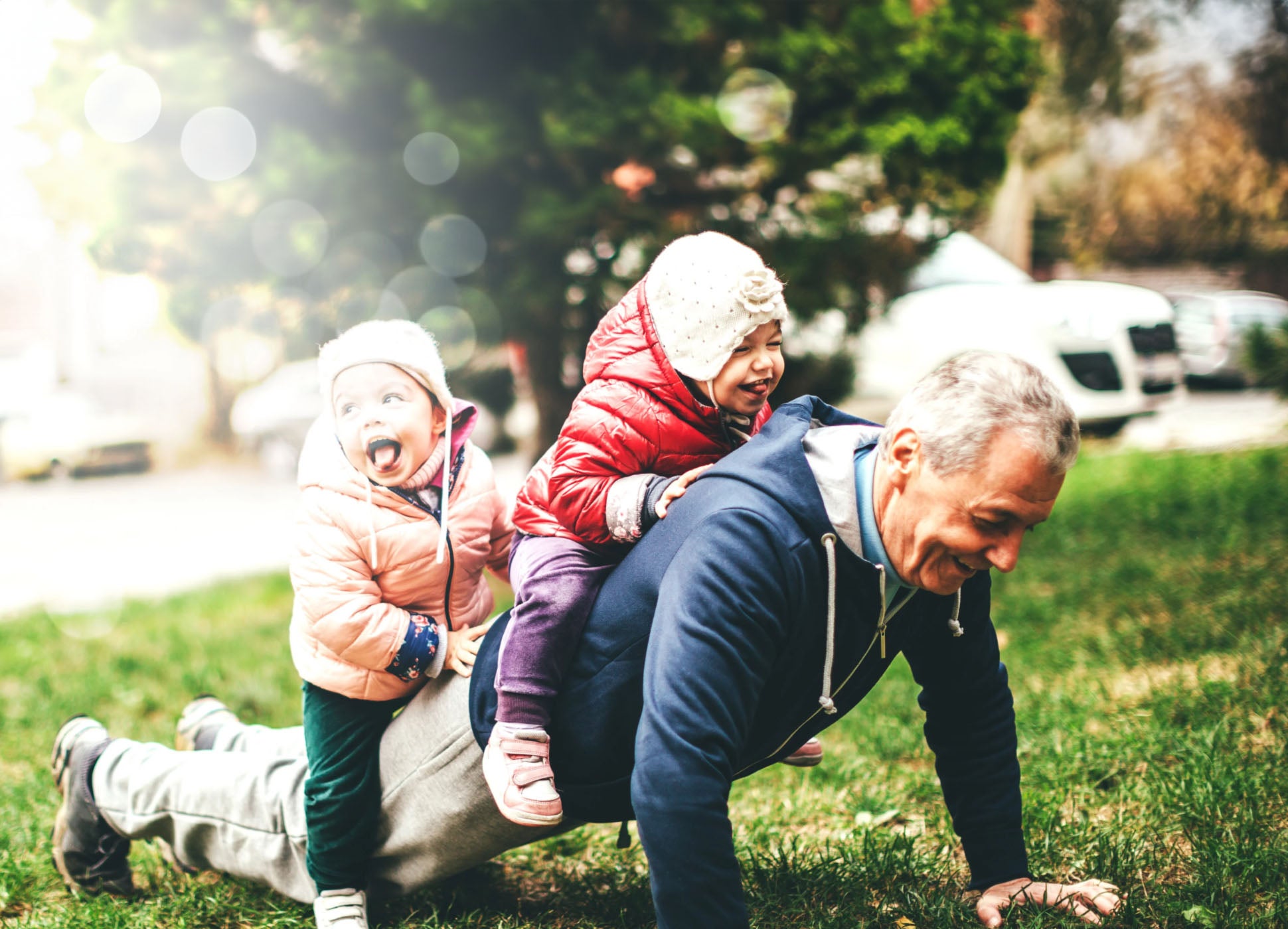 grandfather with grandchildren banner